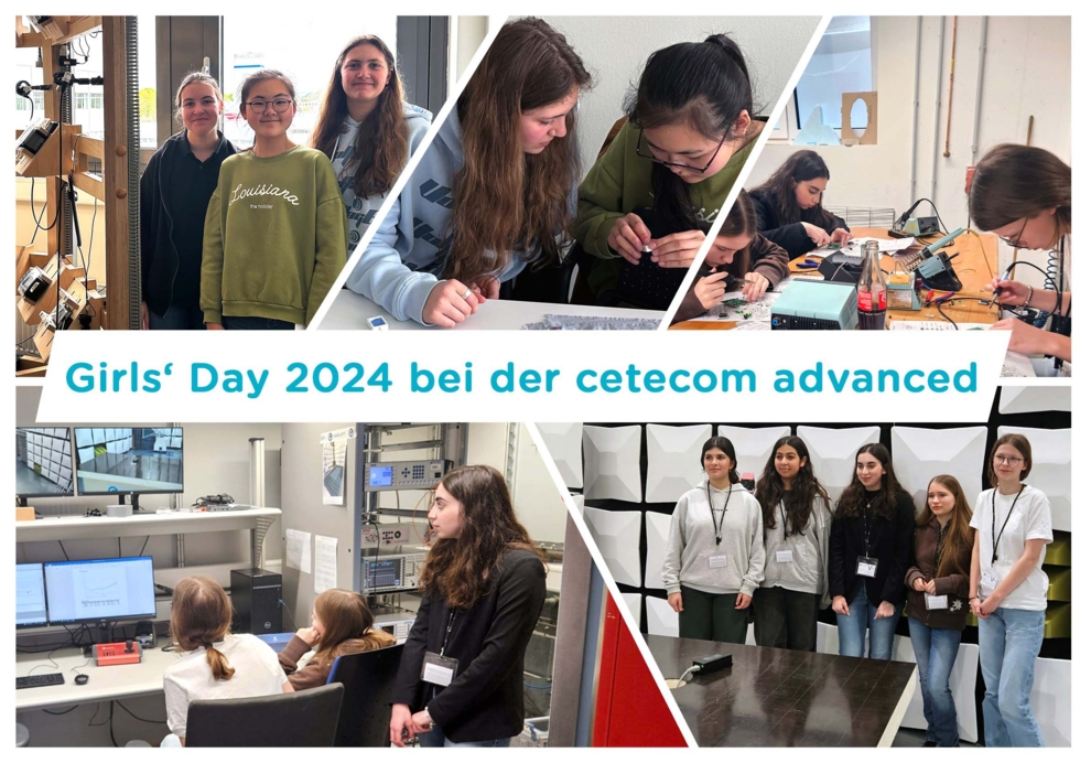 Girls'Day Teilnehmerinnen in verschiedenen Situationen bei cetecom advanced