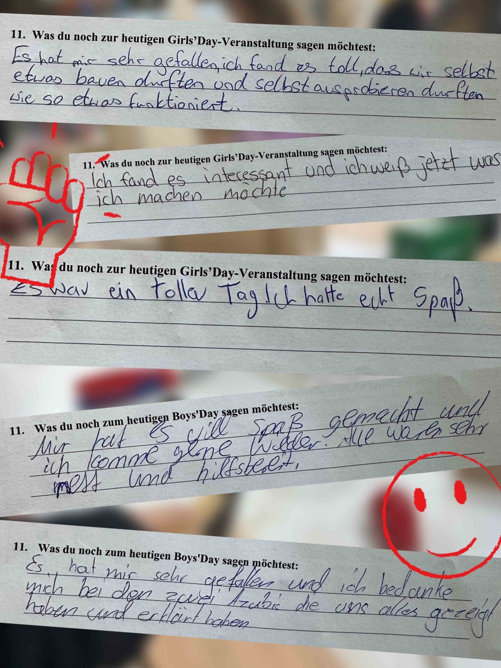 Collage mit Feedback von Girls'Day-Teilnehmerinnen